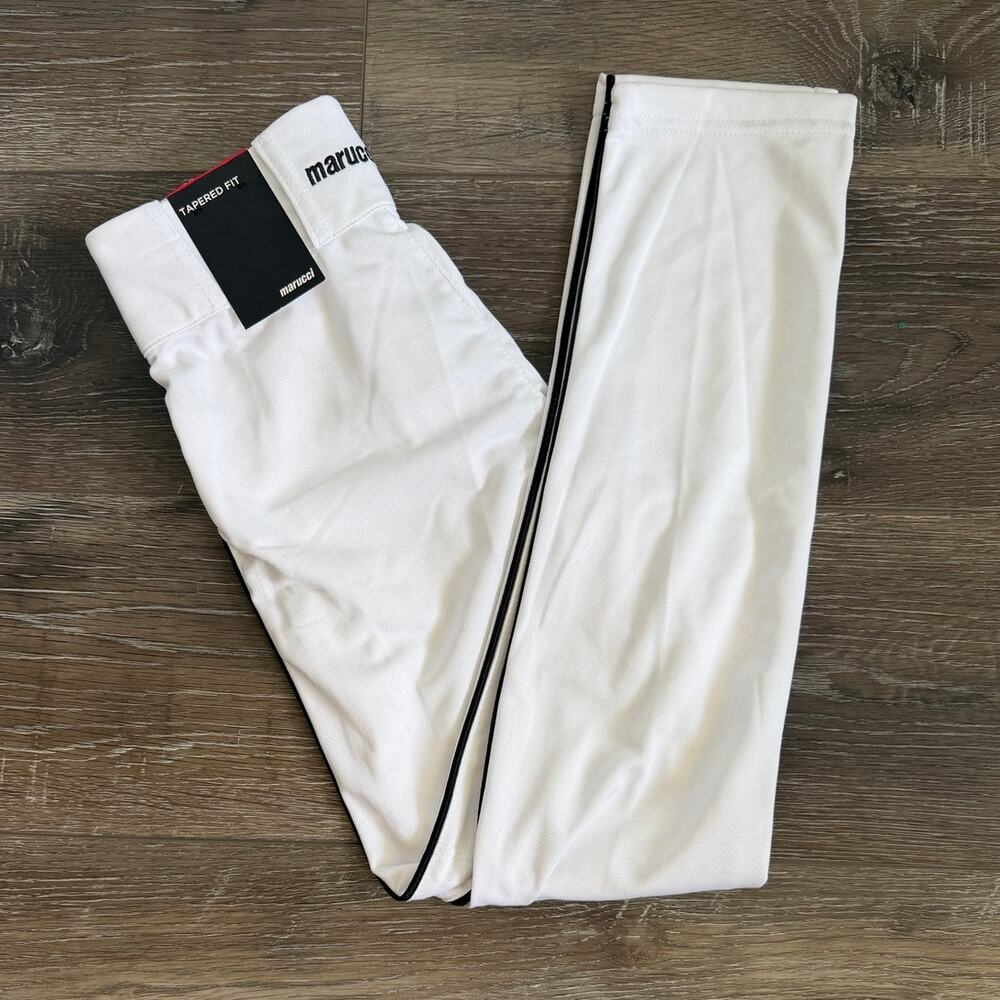 Marucci Youth Small Baseball Pants White Black Piped Double Knit NWT